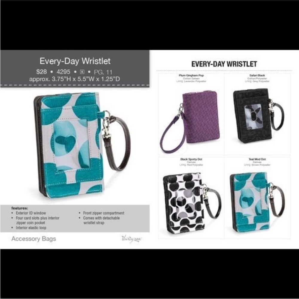 Thirty-One Every-Day Wristlet in Teal Mod Dot - Picture 4 of 5